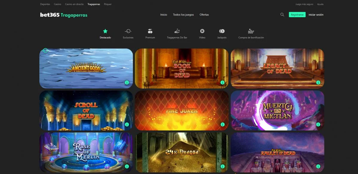 bet365 Casino — captura de la plataforma